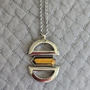 Lia Sophia Necklace Silver and Gold Geometric Pendant